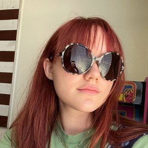 Gucci silver sand Havana white round sunglasses